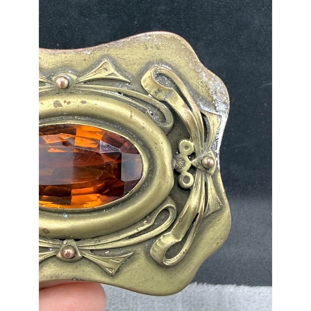 Vintage Sash Pin Dress Clip Orange Bow Brass Tone Large - Picture 5 of 9